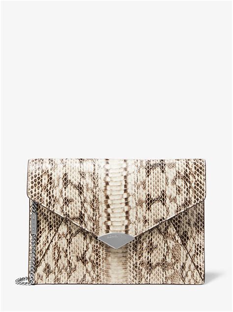 Michael Kors Snakeskin Embellished Envelope Clutch